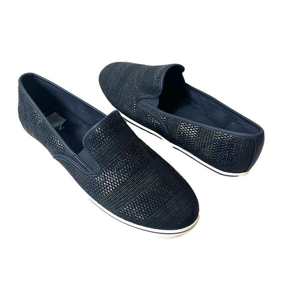 Lauren Ralph Lauren Womens Sz 10B Slip On Flats Casual Shoes Navy Blue Synthetic - Picture 2 of 11